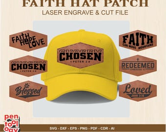 Christian Leather Patch Svg, Faith Patch Laser Cut File, Bible Verse Patches Svg, Jesus Patch Svg, Leather Patch Design, Motivation patches