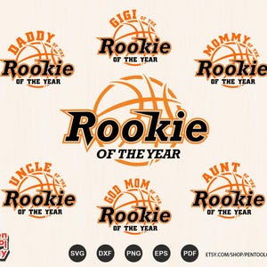 Basketbal png-bundel | Bijpassende familieshirts SVG - mama, papa, neef, God, moeder, Gigi, tante, oom van de Rookie of the Year, gesneden bestanden