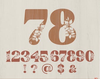 Floral Numbers SVG: Laser Cut Monogram Numbers 0 to 9 (Digital Download)