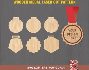 Medal Shape cut pattern SVG, Medal Award Laser cut files for Glowforge Cricut Silhouette, Blank wooden medal for DIY projects