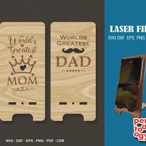 Handyständer Laser Cut Datei, Handyhalter Geschenk für Mama und Papa SVG für Laser