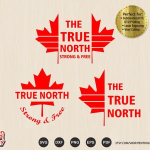 True North SVG, True North SVG forte e gratuito, camisa do dia do Canadá, design de chapéu, svg canadense, Svg patriótico, Maple Leaf svg png