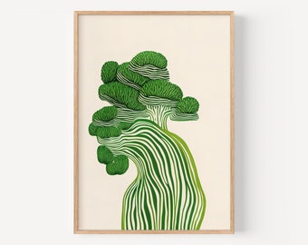 Modern Broccoli Print Neutral Abstract Art Modern Simple Neutral Painting Simple Abstract Posters Minimalist Modern Posters