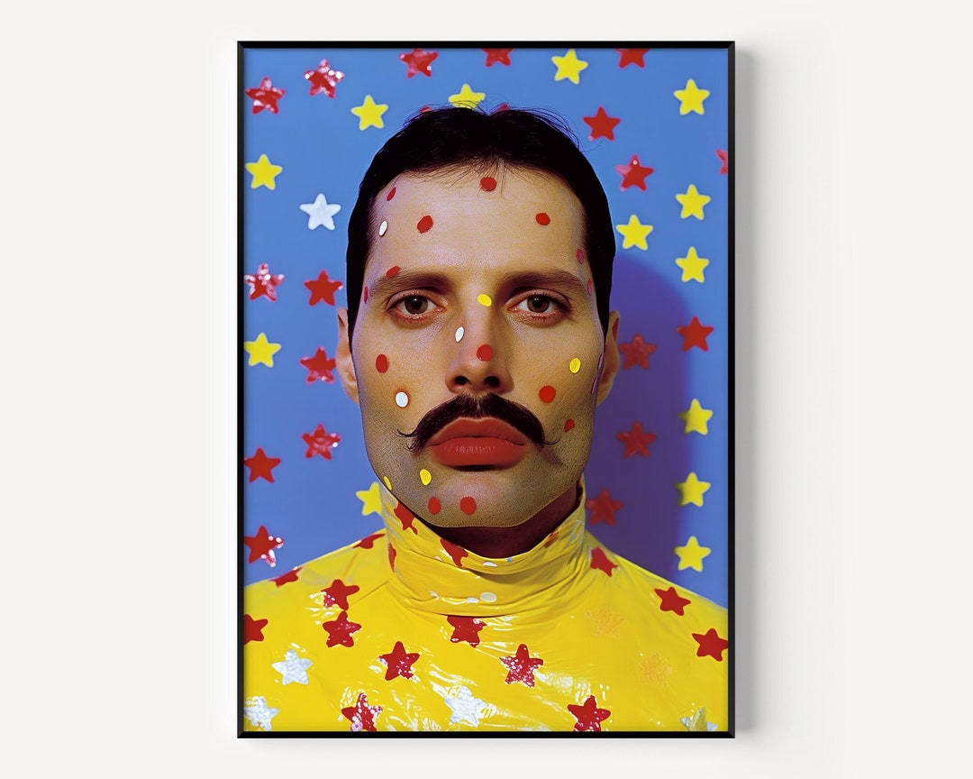 Queen Wall Art Freddie Mercury Print Famous Photography Man Painting