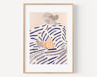 Abstract Woman Reading Book Wall Art Modern Abstract Art Modern Simple Neutral Painting Simple Abstract Posters Minimalist Modern Art Prints