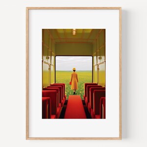 Illustration Train Poster Travel Photographs Style, Women floral Print, Landscape Nature Wall Art Kitchen Poster, restaurant poster