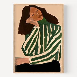 Donne impressioniste artistiche, arte murale astratta moderna, galleria d'arte figurativa moderna, pittura neutra semplice e moderna, stampa d'arte minimalista moderna