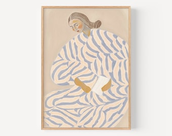 Abstract Woman Reading Book Wall Art Modern Abstract Art Modern Simple Neutral Painting Simple Abstract Posters Minimalist Modern Art Prints