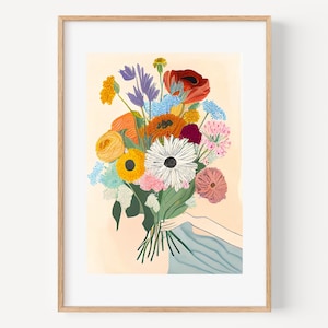Floral Art Print Boho Wall Art Botanical Artwork, Floral Decor Posters Modern Wall Art, Design Poster Flower Market Poster,Flower art prints