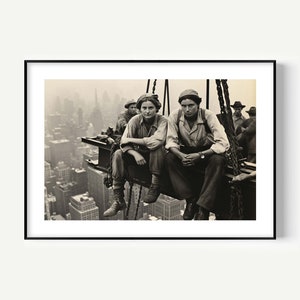 Lunch Atop a Skyscraper in New York Art Print  Black and White Wall Art, Feminist Art for Home Decoration, Photography Prints for Kitchen