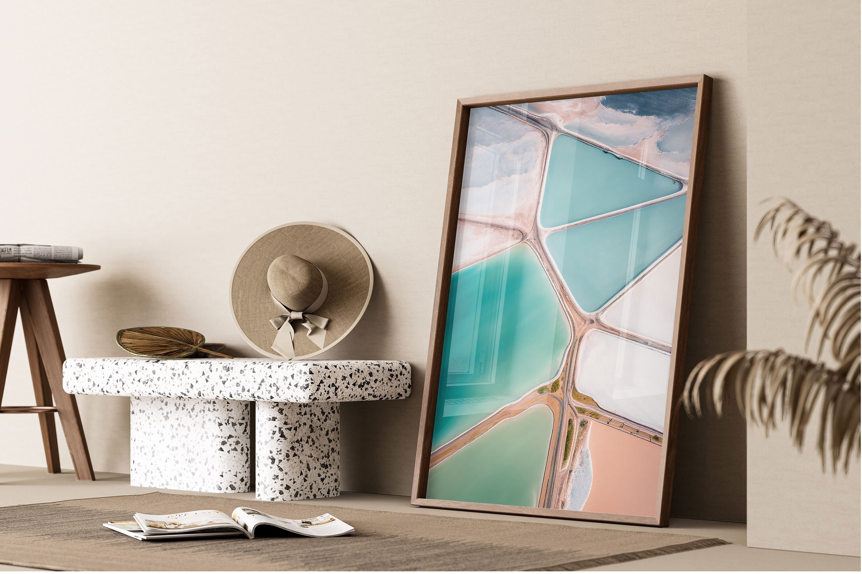 Salt Lakes Printing Landscape Wall Art for Kitchen Trendy Naturalism Wall Art for Her, Extra Large Abstract Artful Nature Painting for Her