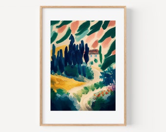 Matisse Landscape Art Print Colorful Vibrant Wall Decor Nature Print Green Forest Art Print Plants and Trees Art, illustration posters