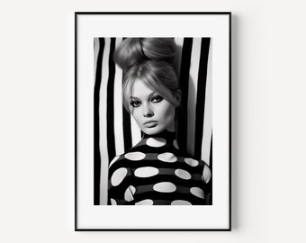 Brigitte Wall Art Black and White Print Famous Photography Women Painting Vintage Photograph Portrait of Famous
