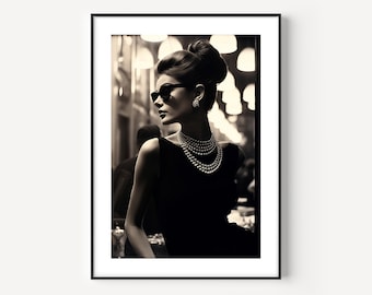 Audrey Hepburn Wall Art Audrey Hepburn Print Famous Photography Women Painting Vintage Photograph Portrait of Famous Colorful Poster