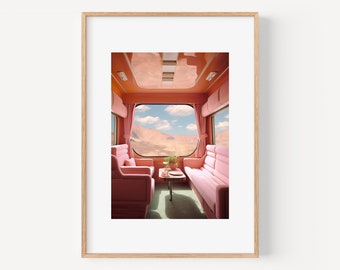 Lámina artística del metro de Nueva York, vista del desierto, arte mural minimalista moderno