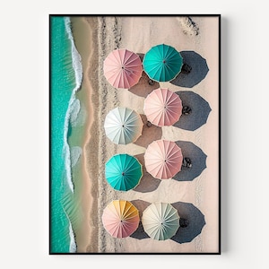 Summer Beach Print Photography Wall Art Large Ocean Beach Wall Art People on the Beach for Vacation Summer Wall Art Colorful Beach Print