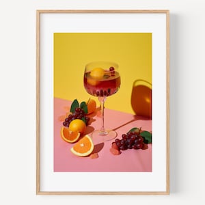 Sangria Cocktail Print Orange Minimalistyczny Nowoczesny Bar Dekoracje Letnie Wydruki, Kreatywny Plakat do kuchni, Napoje Modny Plakat Koktajlowy