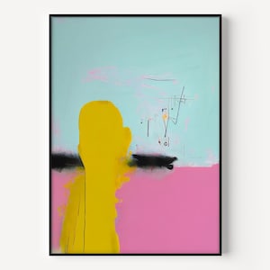Yellow green pink abstract Art Extra Large Wall Art Abstract Large Painting Modern Simple Art Print Abstract Artful Decore for Living Room