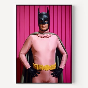 Impresión de póster estilo Batman, póster de Batman, impresión artística de superhéroe para hombres, póster de Los Vengadores, arte de pared, superhéroe en rosa, regalos para novios