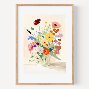Blumenmarkt Print Boho Wandkunst Botanische Kunstdruck Blumendekor Poster Moderne Wand Kunst Design Poster, Blumen Kunstdrucke