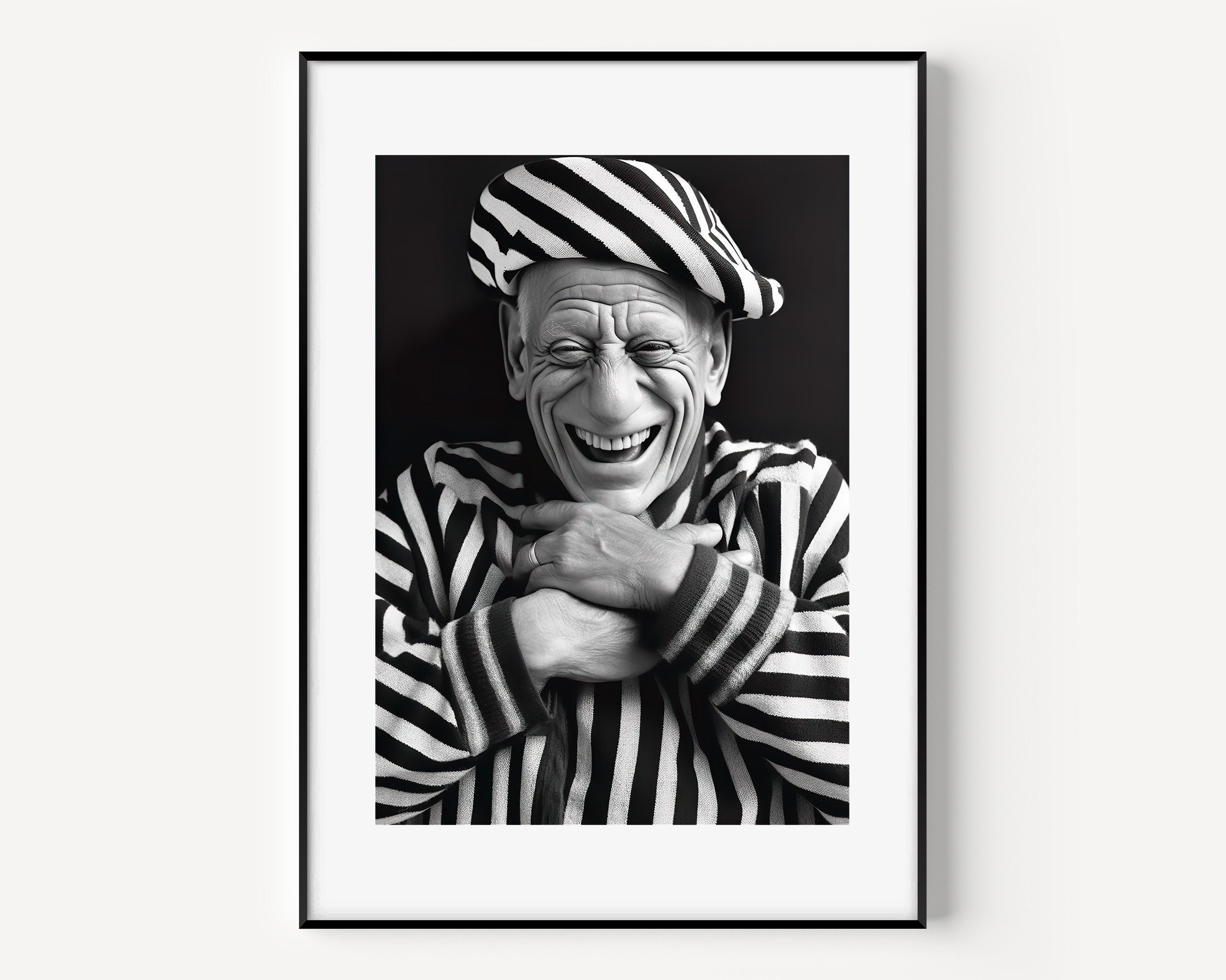 Pablo Picasso Wall Art Black and White Picasso Poster Self Portrait Print Famous Photograph Style Portrait Man Portrait Artist Poster Joyful