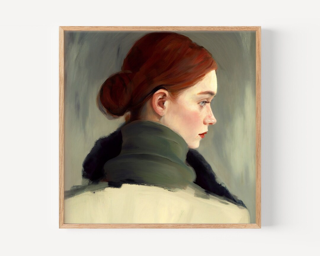 Vintage Woman Portrait Oil Painting Vintage Female Figure Print Woman ...