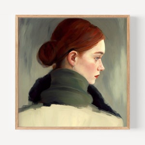 Ritratto di donna vintage, dipinto a olio, stampa di figure femminili vintage, arte murale di donne, ritratto di donna, poster femministi
