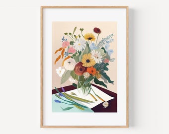 Flower Market Print Boho Wall Art Botanical Wall Art Floral Decor Posters Modern Wall Art Design Poster Flower Market Poster colorful