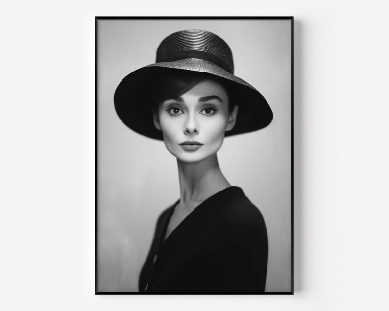 Audrey Hepburn Wall Art Black and White Print Famous Photography Women