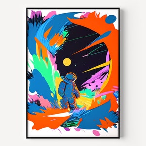 Arte de pared de cómic abstracto, impresión abstracta, arte de pared abstracto moderno colorido, pintura extragrande, carteles multicolores, carteles de cómic modernos