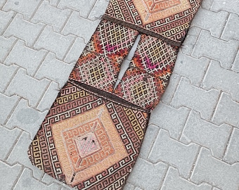 Vintage Kilim Horse Saddle Bag, Wool Woven Neutral Decor
