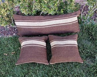 Kilim Rug Lumbar Pillow Cover 12x35": Vintage Turkish Boho Cushion