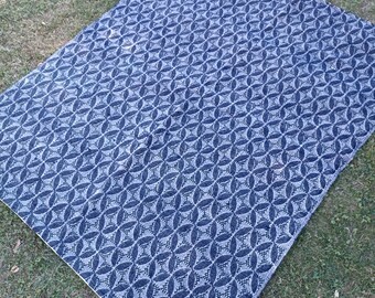 Vintage Turkish Wool Blanket: Handmade Woven Blanket (4.9x6.1 ft)