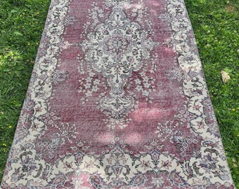 Vintage Turkish Red Rug, Hand-Made Wool Foundation Accent Rug