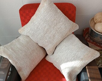 Handwoven Turkish Hemp Kilim Pillow Cover Set: Boho Cushion Case (18x18 Inch)