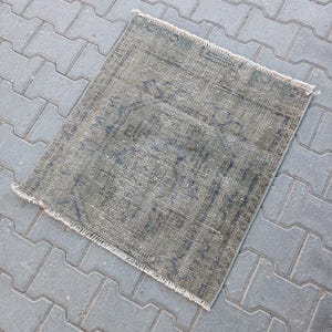 Turkish Square Handmade Vintage Rug, 2.4x2.6 Small Rug, Boho Home Rug, Oushak Rug, 2x2 Small Rug, Anatolian Rug, Antique Rug, Unique Rug