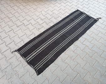 Vintage Goat Hair Kilim Rug: Turkish Tribal Runner, 2x6 Boho Decor