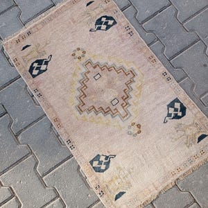 Small Turkish Rug 1x3, Rustic Rug, Vintage Bathroom Rug, Outdoor Mat, 1.5x3 Ft Boho Rug, Oushak Rug, Door Mat Turkish, 2x3 Turkish Rug