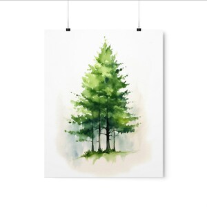 Watercolor Evergreen Trees Digital Download, Printable, High Quality Artwork
