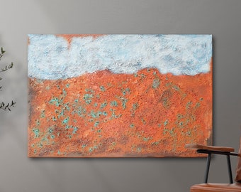 XL acrylkunst met structuur "Lava Stream", abstract schilderij op doek, 120 x 80 cm, handgeschilderd