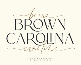 Brown Carolina Duo Font, Handwritten Font, Wedding Font, Modern Font, Display Font, Cricut Font, Farmhouse Fonts, Rustic Fonts, Country Font