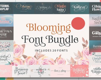 Blooming Font Bundle, Handwritten Font, Wedding Font, Modern Font, Display Font, Cricut Font, Farmhouse Fonts, Rustic Fonts, Country Font