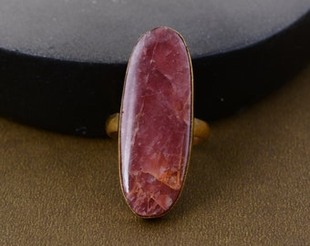Handmade Rhodonite Statement Ring: Gemstone Jewelry