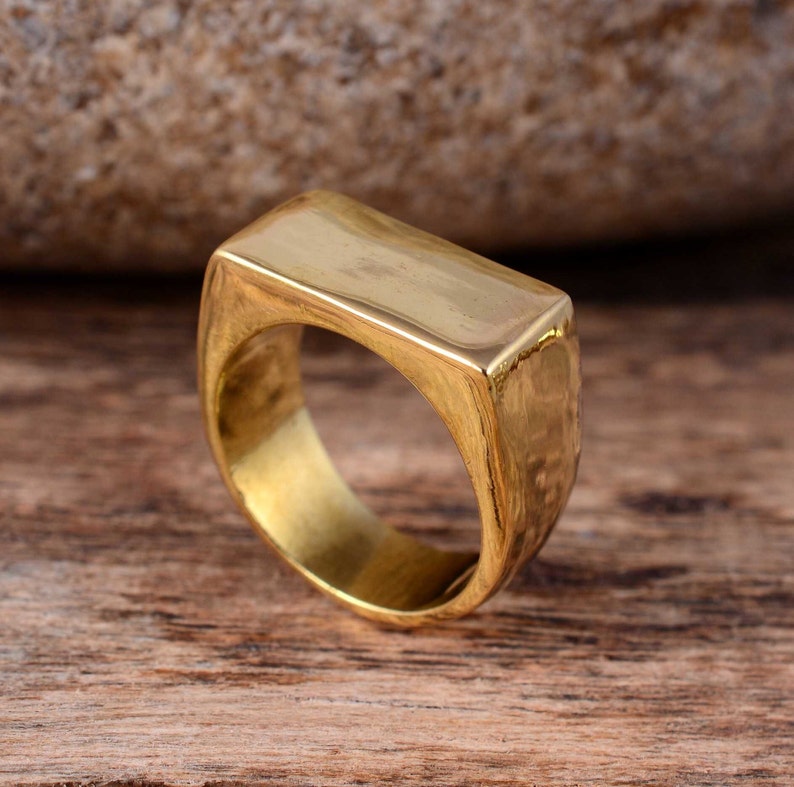 Anillo de sello personalizado, anillo de monograma personalizado, regalos personalizados para hombres, anillo meñique de oro, anillo inicial, joyería hecha a mano imagen 1