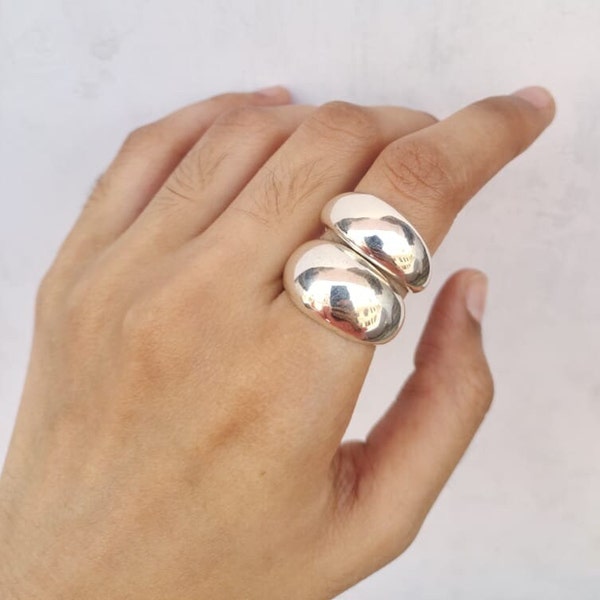 Kuppelring, 925 Sterling Silber Kuppelring für Frauen, klobiger Kuppelring, Siegelring, minimalistischer Ring, zierlicher Ring, Geschenk für sie