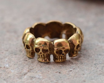 Gold Skull Ring, Skull Ring, Gothic Ring, Horror Ring, Skeleton Ring, Skull Head Ring, Handmade Jewelry, Men's Ring