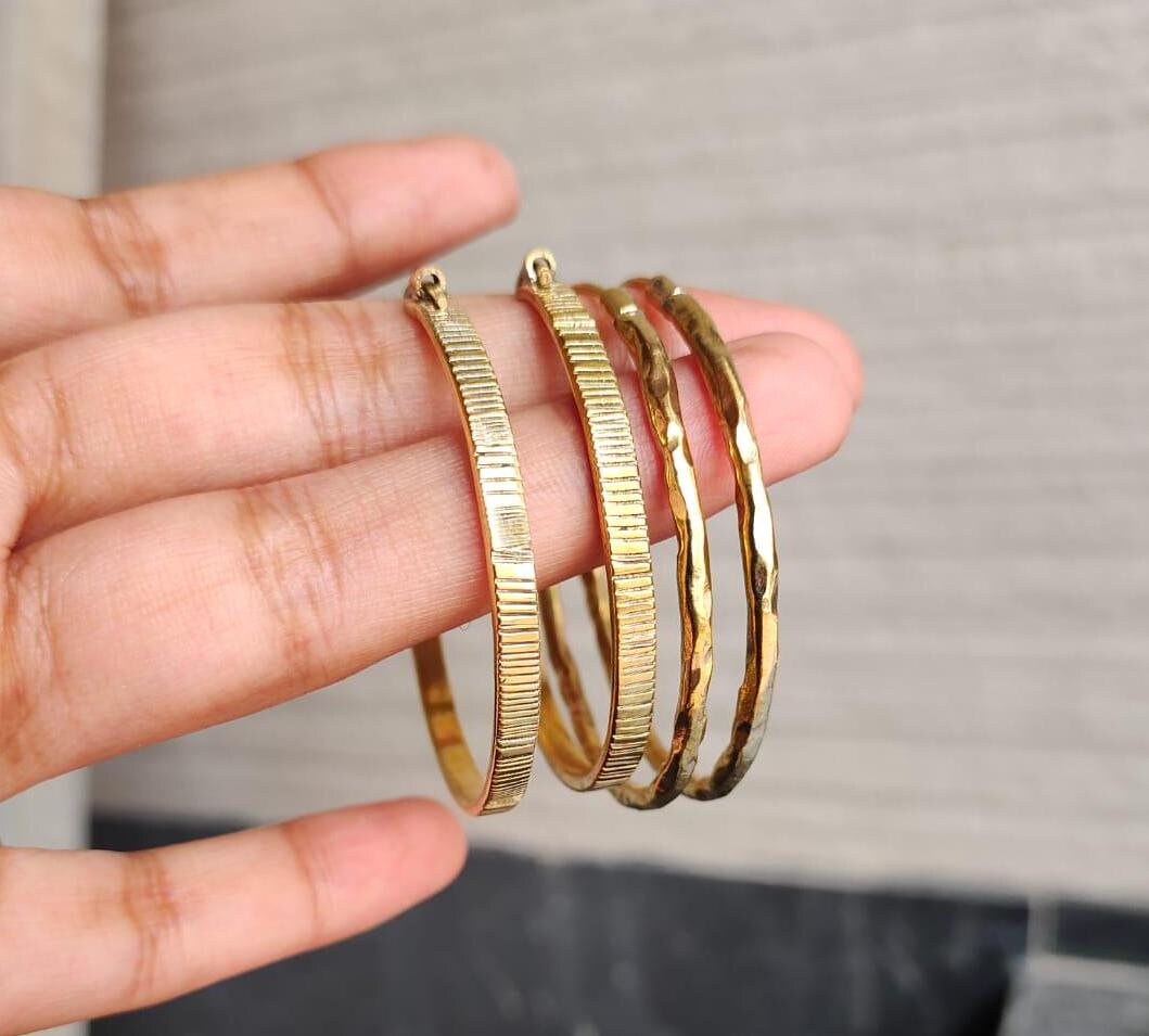 Hammered Gold Hoop Earrings: Minimalist Classic Hoops