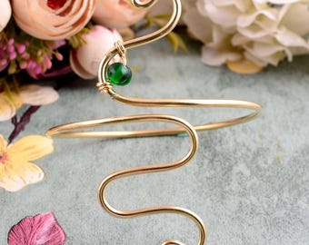 Minimalist Gold Arm Cuff Bracelet: Adjustable Upper Arm Band