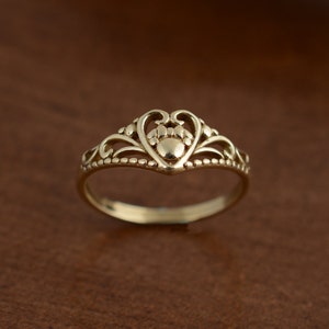 Gold Claddagh Ring: Tiny Celtic Irish Promise Ring