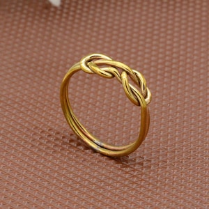 Gold Knot Ring, Double Knot Ring, Love Knot Ring, Delicate Knot Jewelry, Double Knot Ring, Perfect Stacking Rings Gift, Gold Ring